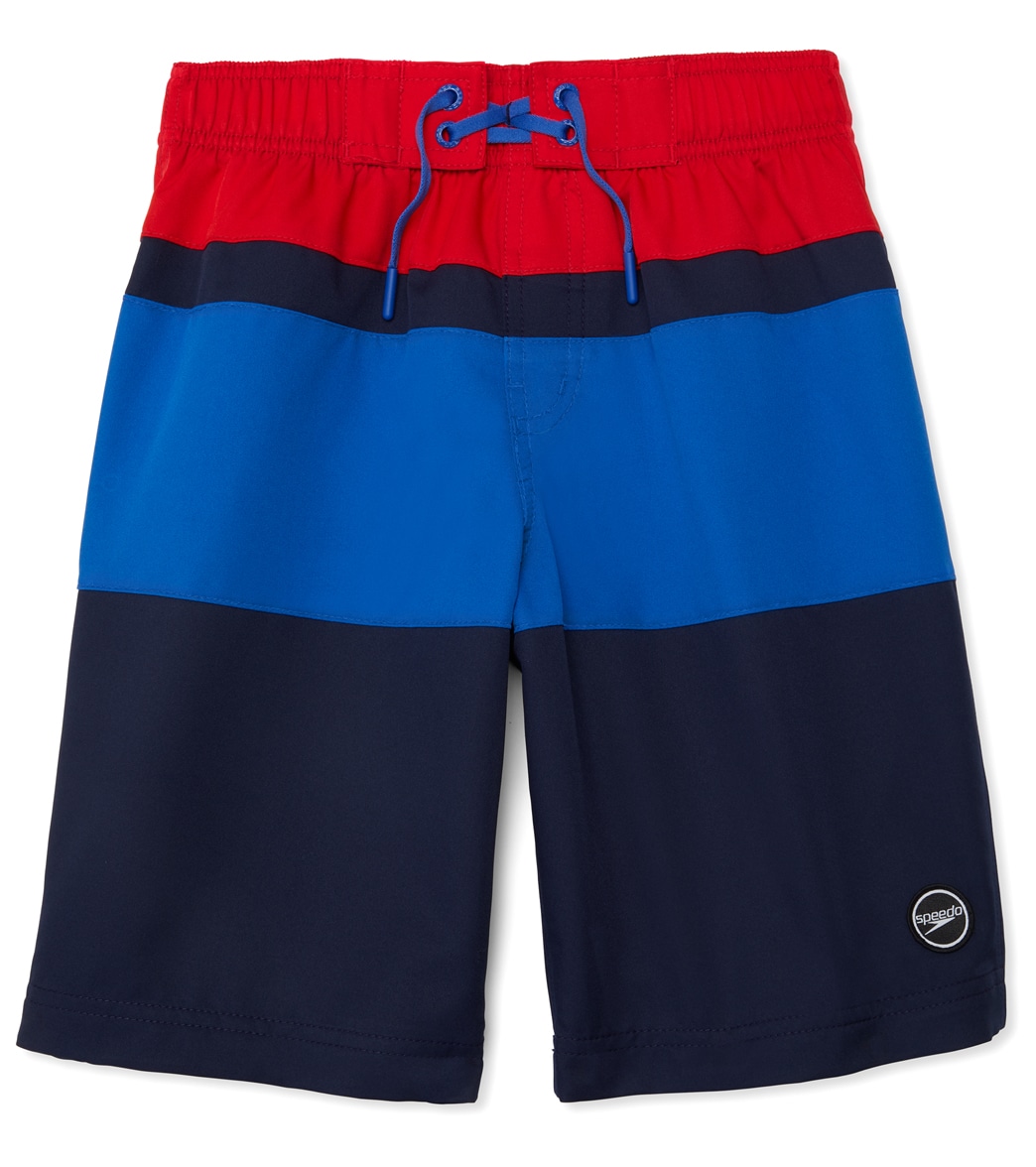 Speedo Boys' Color Blocked 17 Boardshorts Big Kid - Peacoat Xs Size X-Small Polyester - Swimoutlet.com