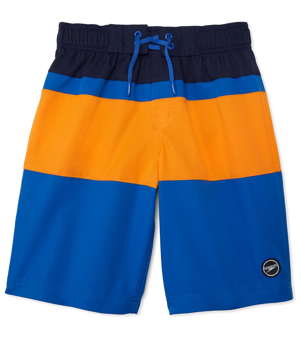 Speedo Boys' Color Blocked 17 Boardshorts Big Kid - Turkish Sea Small Size Small Polyester - Swimoutlet.com