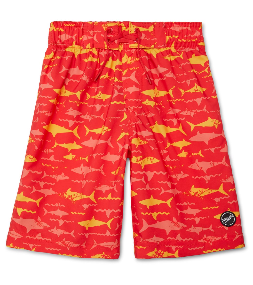 Speedo Boys' Printed 17 Boardshorts Big Kid - Vibrant Orange Medium Size Medium Polyester - Swimoutlet.com