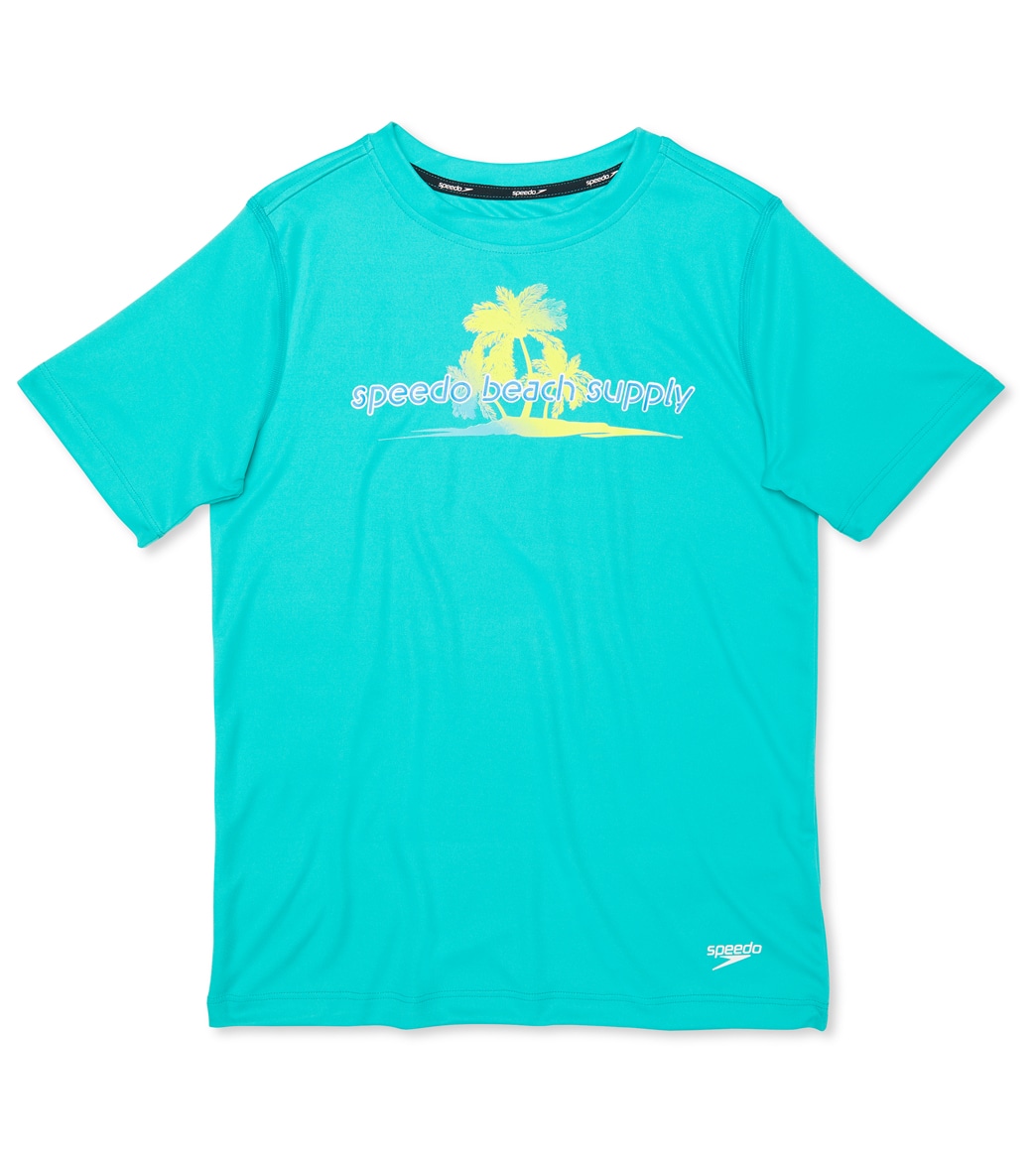Speedo Boys' Printed Short Sleeve Swim Shirt Big Kid - Ceramic Medium Size Medium Polyester - Swimoutlet.com