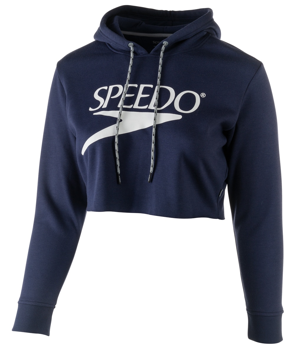Speedo Women's Vintage Cropped Hoodie - Navy Large Size Large - Swimoutlet.com