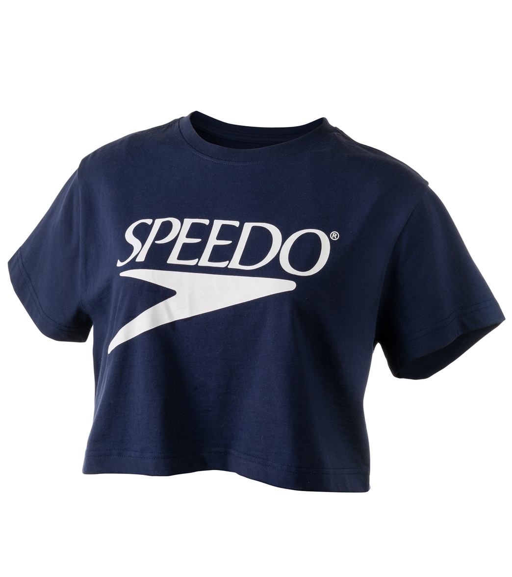 Speedo Women's Vintage Cropped Tee Shirt - Navy Small Size Small - Swimoutlet.com
