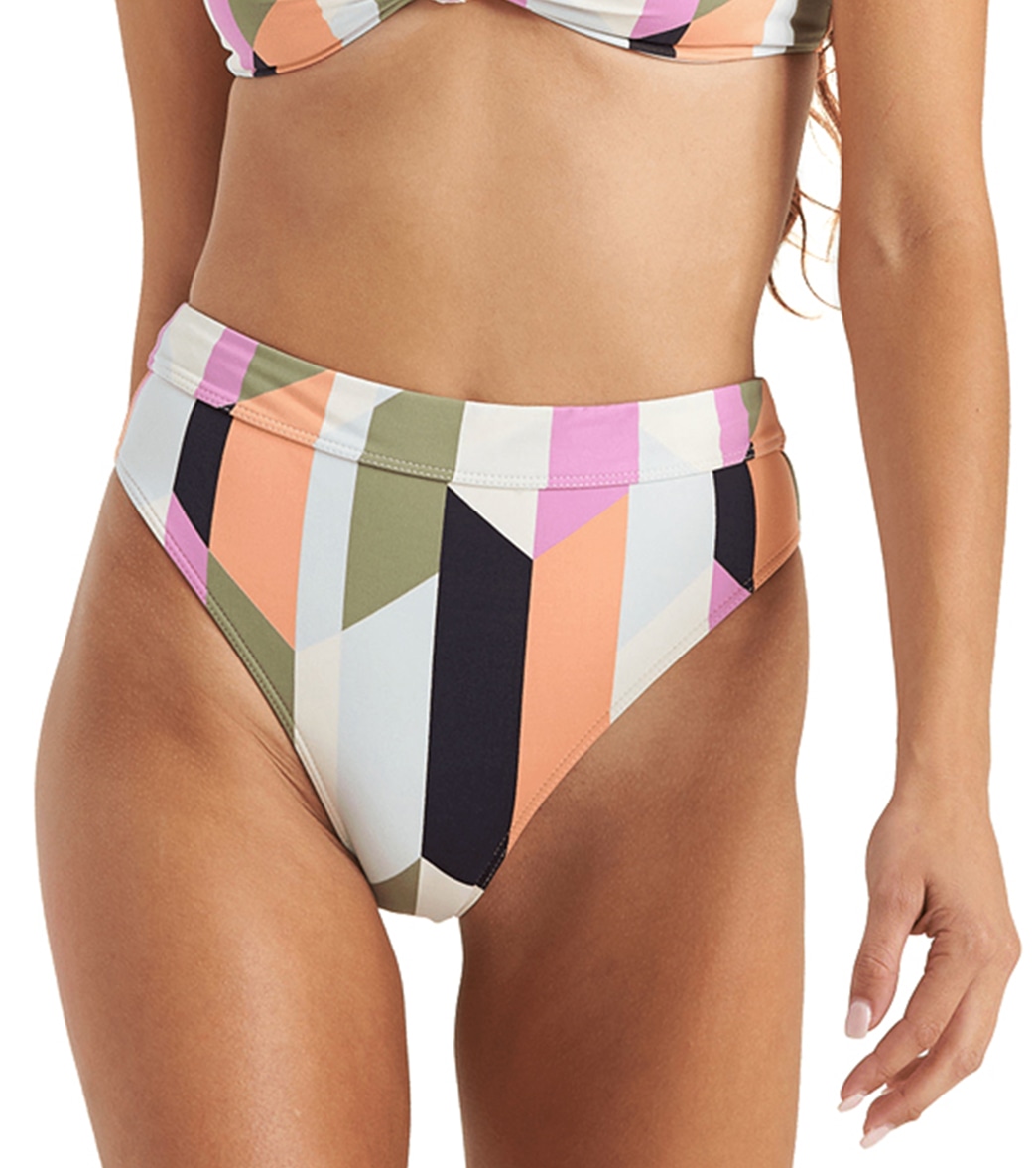 Billabong Women's Slow Roller High Rise Bikini Bottom - Multi Medium Elastane/Polyamide - Swimoutlet.com