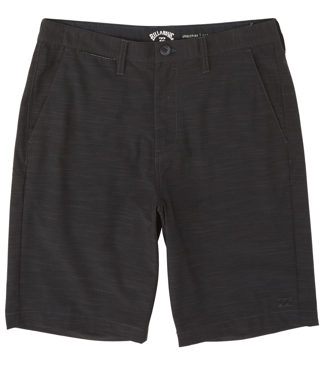 Billabong Men's Crossfire Slub Mid Hybrid Walkshorts - Black 31 Cotton/Polyester - Swimoutlet.com