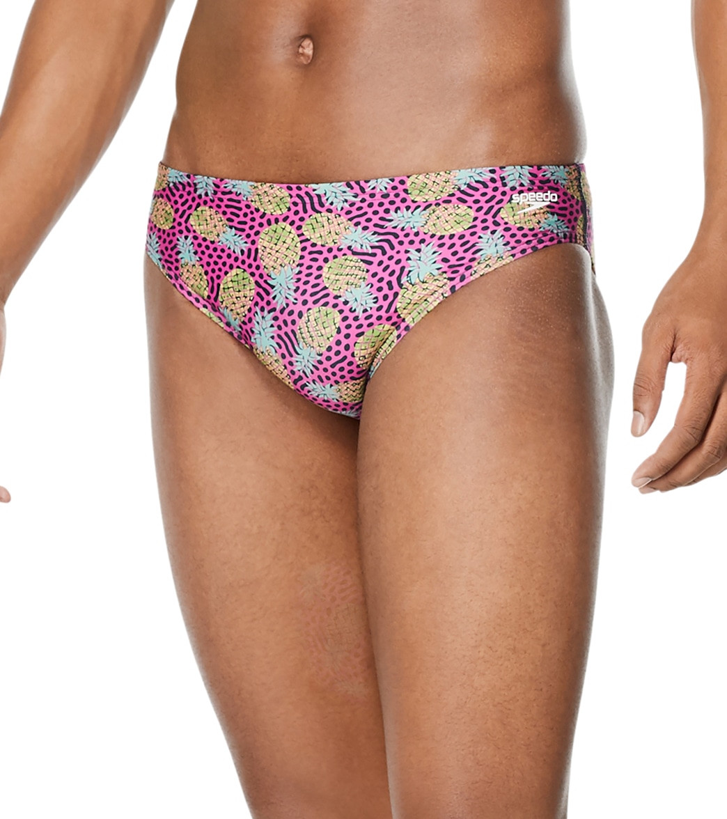 Speedo Vibe Men's Printed One Brief Swimsuit - Pineapple Party 36 - Swimoutlet.com