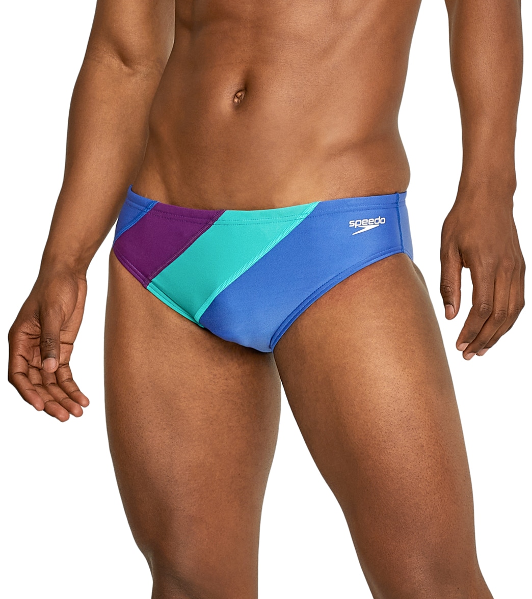 Speedo Vibe Men's Color Blocked One Brief Swimsuit - Dazzling Blue 26 - Swimoutlet.com