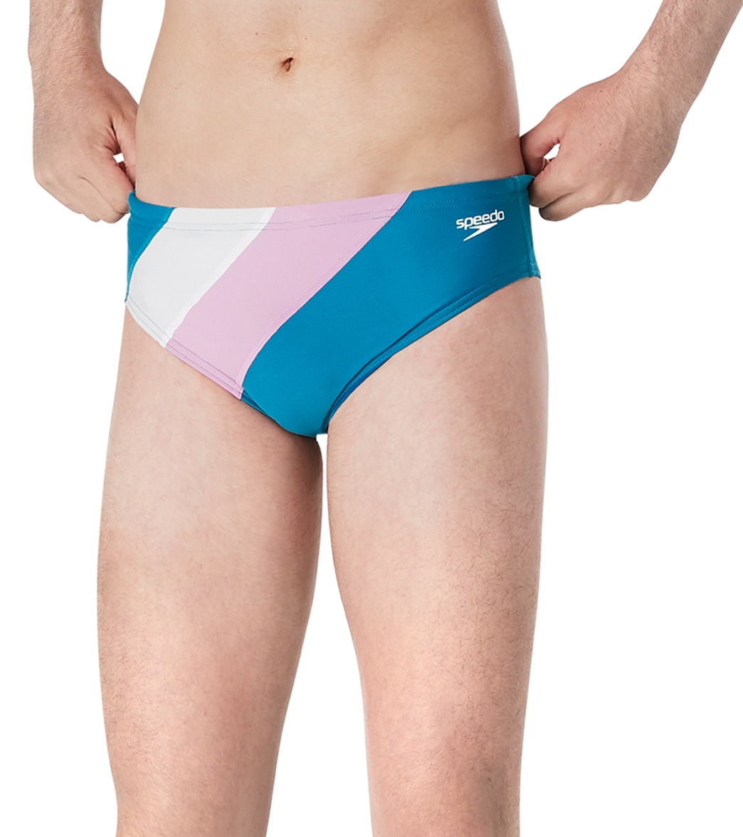 Speedo Vibe Men's Color Blocked One Brief Swimsuit - Crystal Teal 28 - Swimoutlet.com