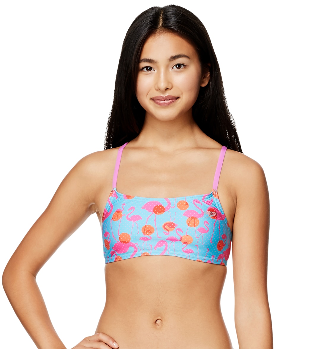 Speedo Women's Strappy Fixed Back Bikini Top - Flamingo Dot Medium Size Medium - Swimoutlet.com