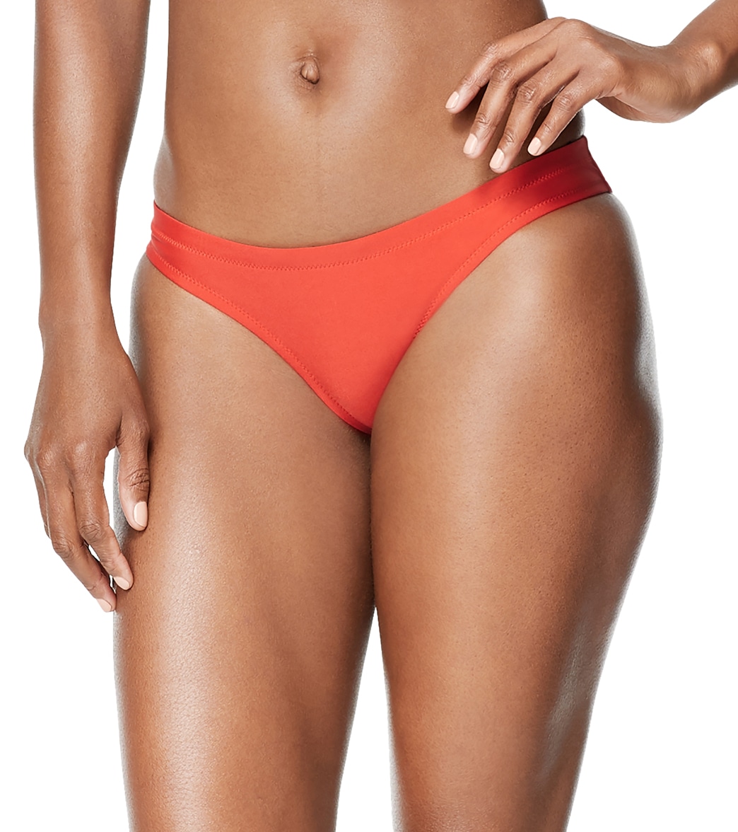 Speedo Women's Solid Cheeky Hipster Bikini Bottom - Red Large Size Large - Swimoutlet.com