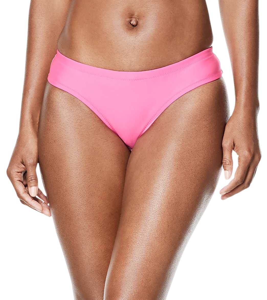 Speedo Women's Solid Cheeky Hipster Bikini Bottom - Pink Glo Small Size Small - Swimoutlet.com
