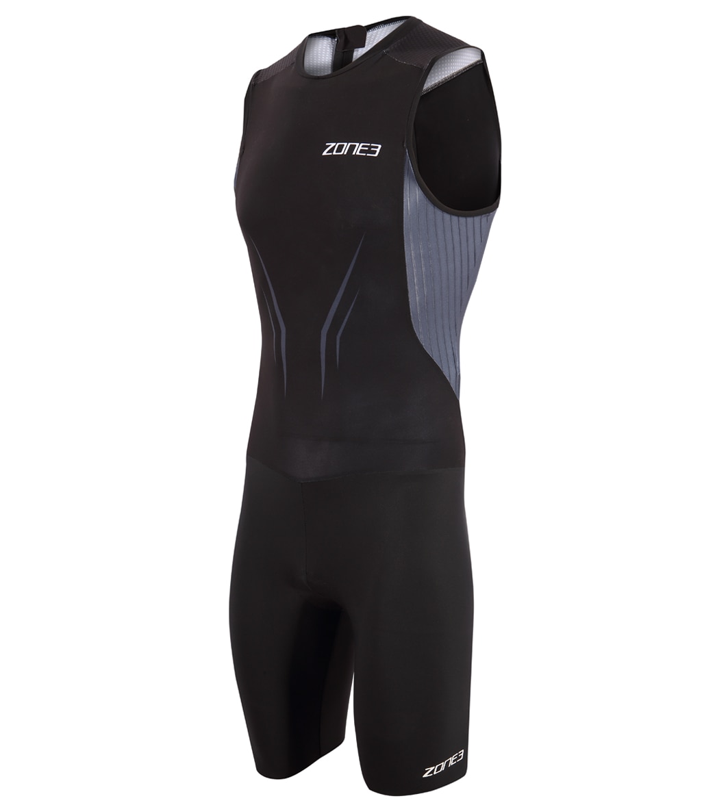 Zone3 Men's Aeroforce-X Sleeveless Tri Suit - Black/Grey Small Size Small - Swimoutlet.com