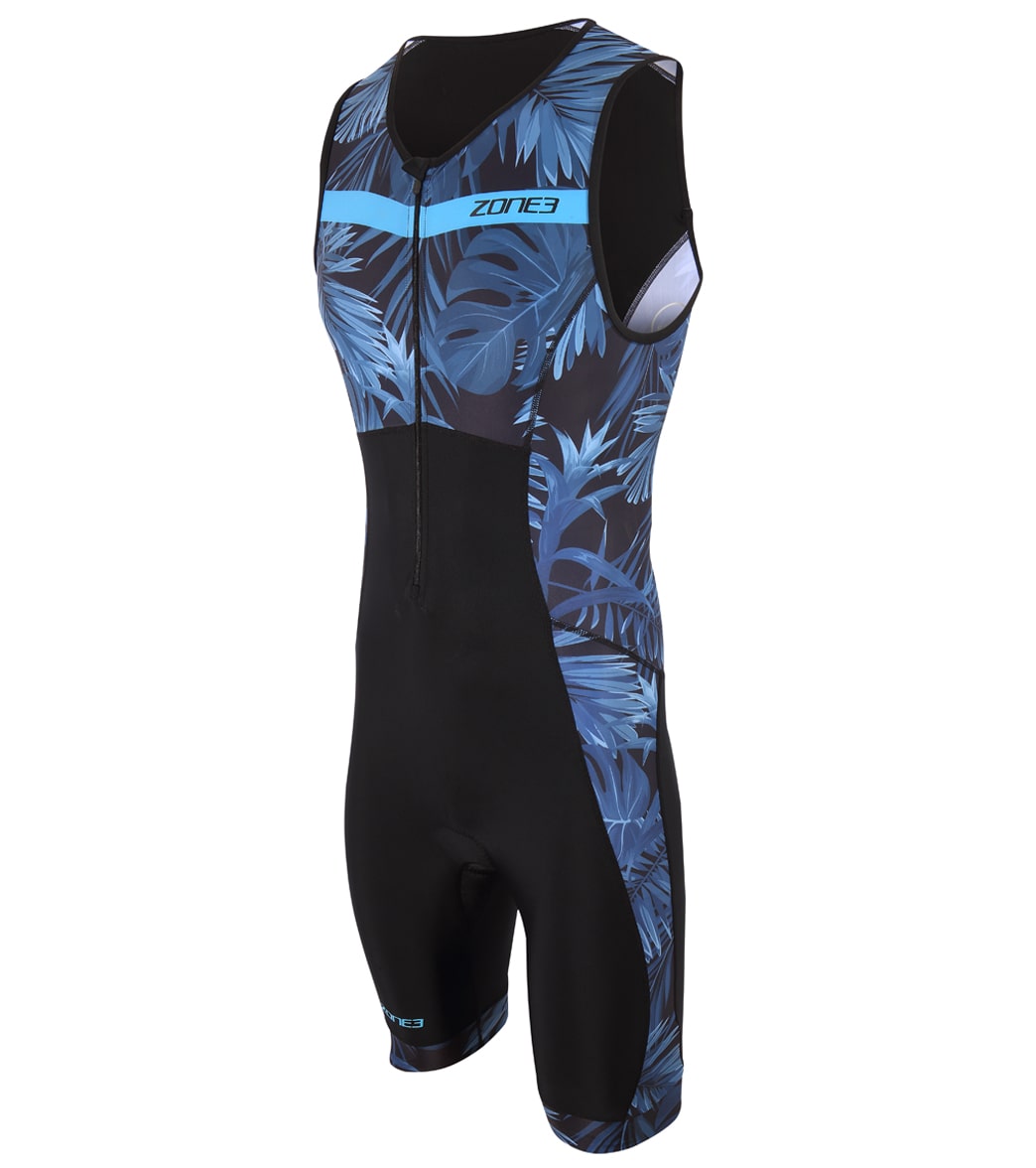 Zone3 Men's Activate+ Sleeveless Full Zip Tri Suit - Tropical Palm Small Size Small - Swimoutlet.com