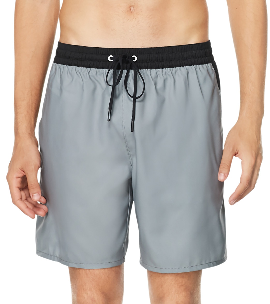 Speedo Active Men's 18 Solid Seaside Volley Short - Monument Small Size Small Polyester - Swimoutlet.com