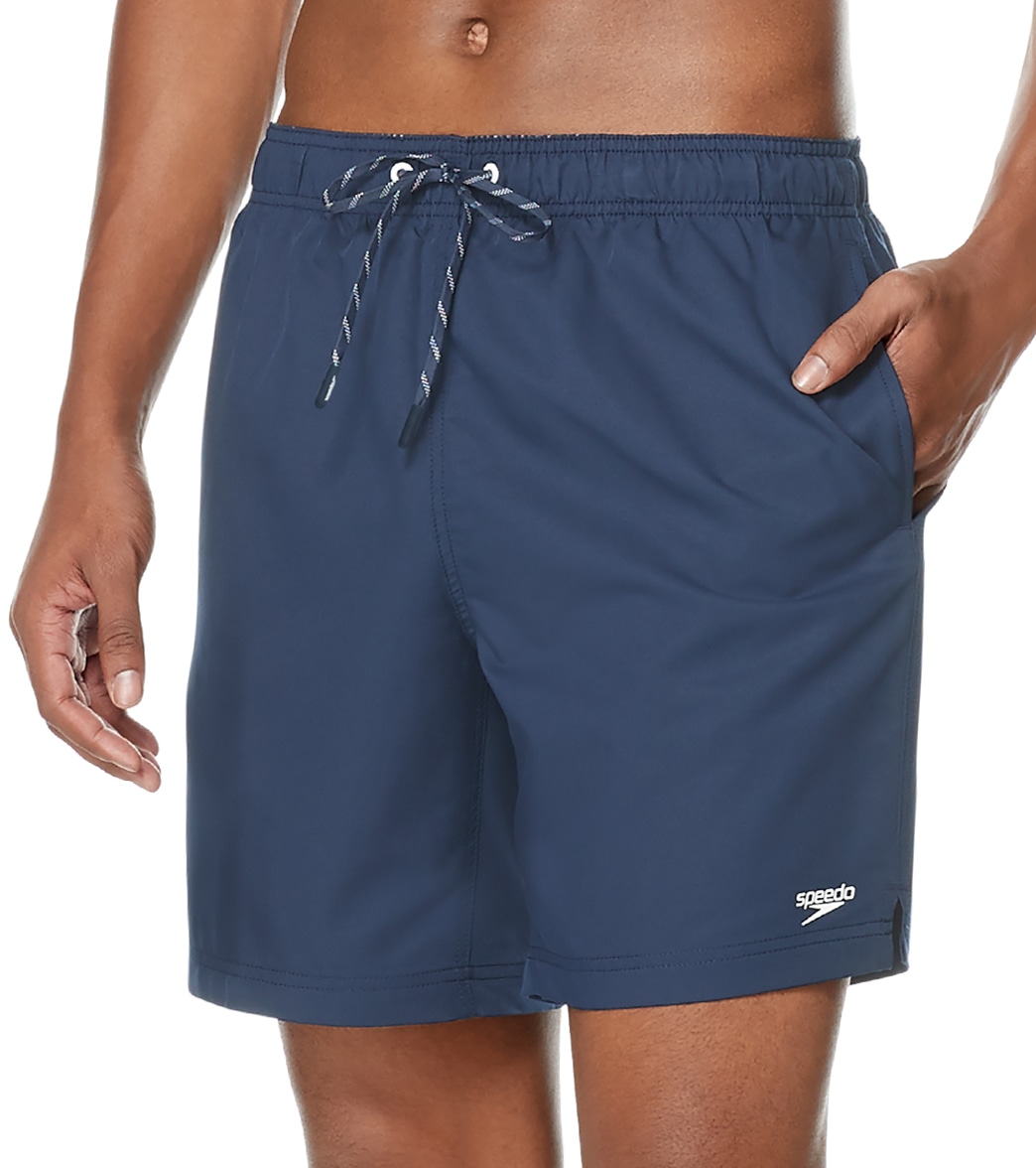 Speedo Active Men's 18 Solid Redondo Edge Volley Short - Peacoat Small Size Small Polyester - Swimoutlet.com