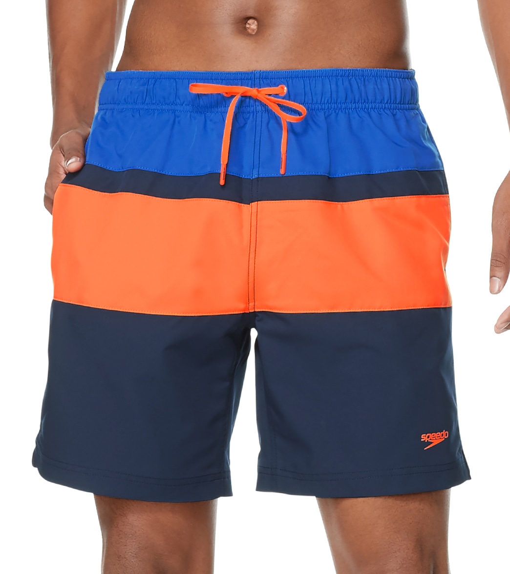 Speedo Active Men's 18 Color Blocked Redondo Edge Volley Short - Turkish Sea Medium Size Medium Polyester - Swimoutlet.com