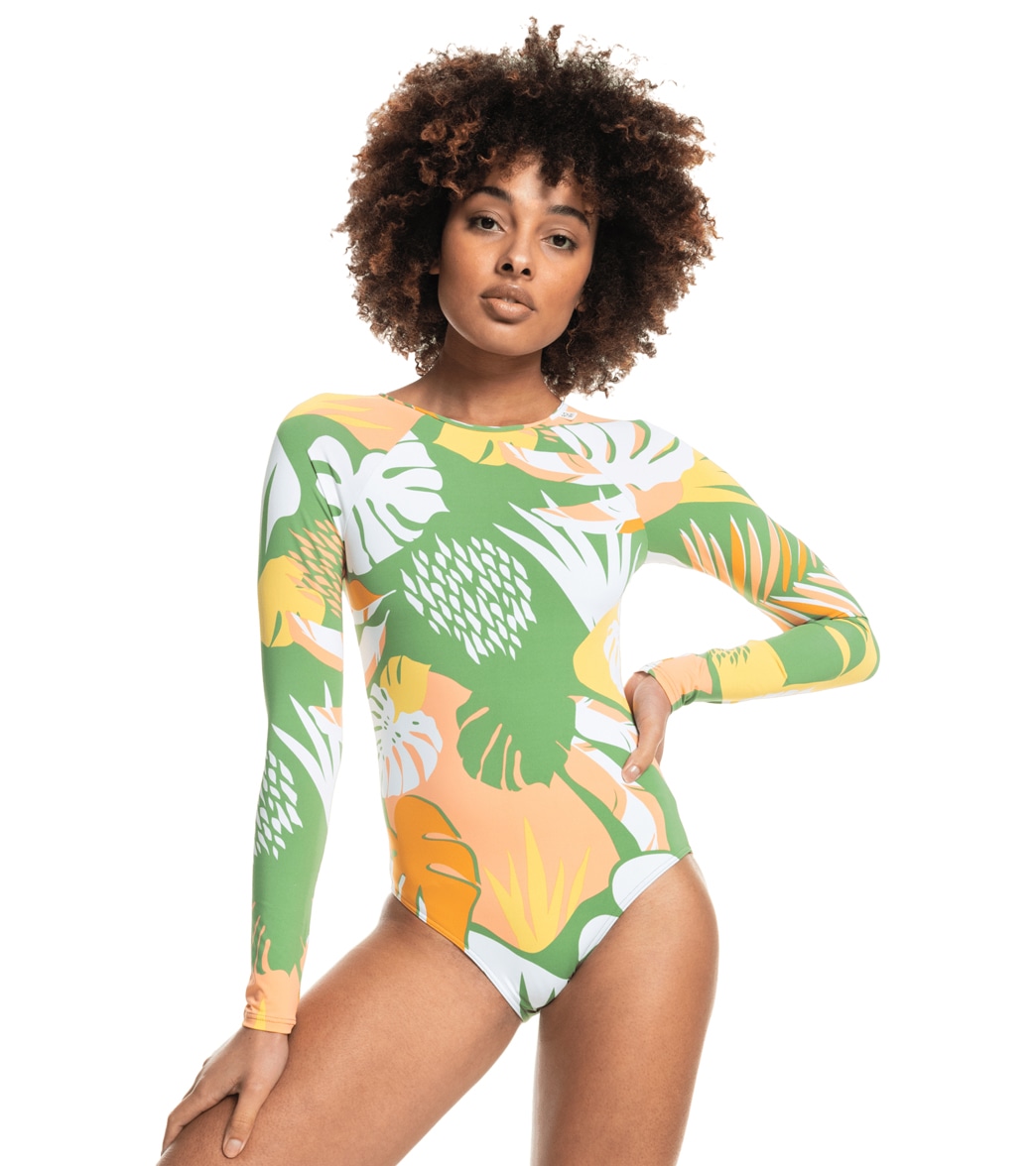 Roxy Women's Onesie Long Sleeve All Over Print Suit - Turf Green Undertone Small Xl - Swimoutlet.com