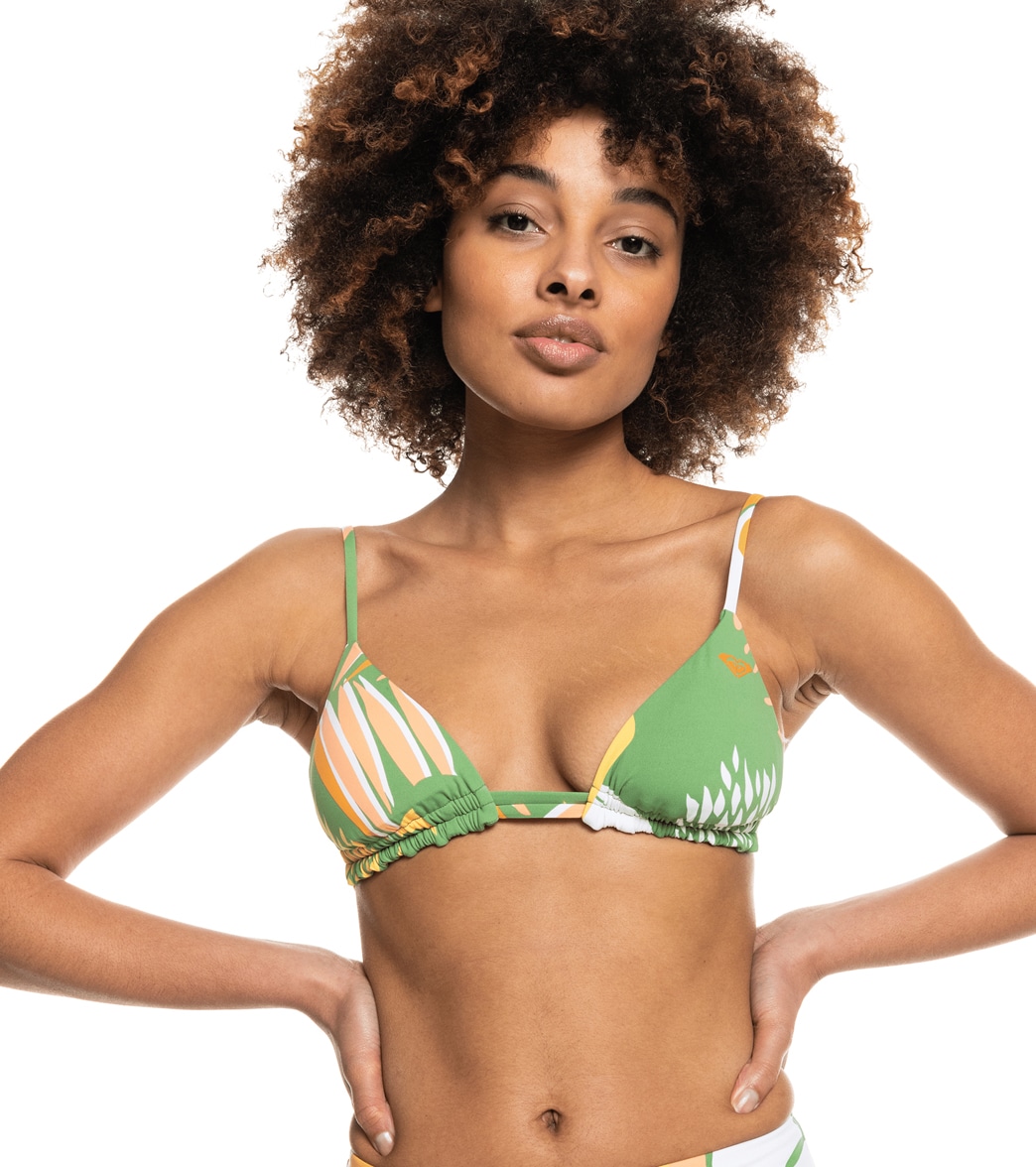 Roxy Women's Wildflowers Tiki Triangle Bikini Top - Turf Green Undertone Small Large - Swimoutlet.com