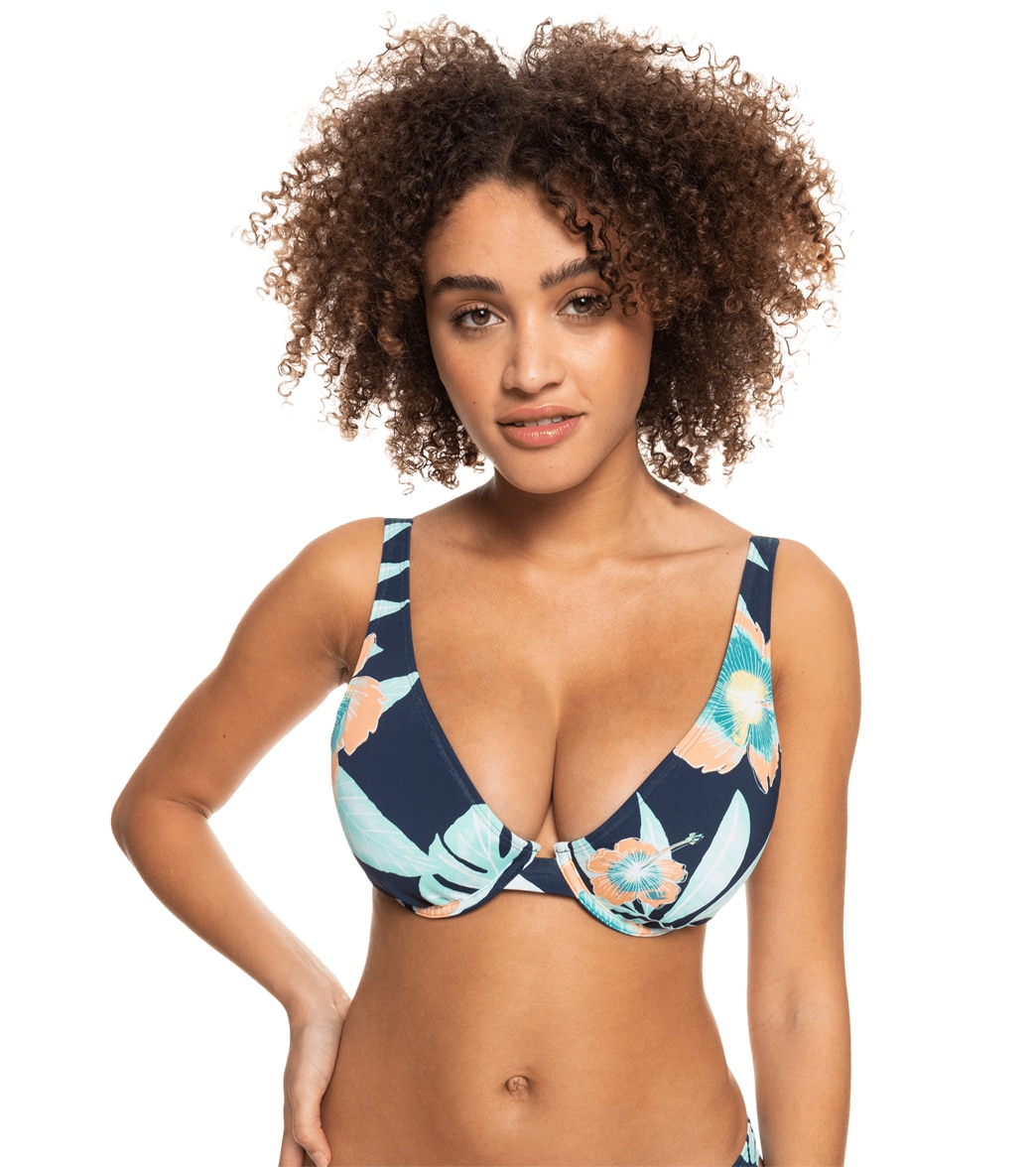 Roxy Women's Beach Classics Printed Underwire Bikini Top - Mood Indigo Ventura Full Small Large - Swimoutlet.com