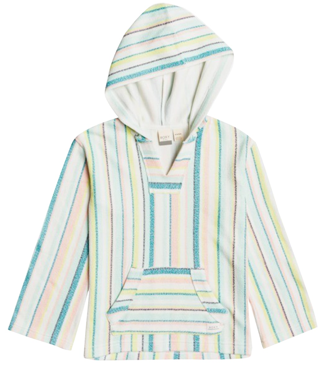 Roxy Girls' Catch Up Love Stripe Hooded Poncho - Snow White Rg Dreaming Stripe 12 Big Kid Cotton/Polyester - Swimoutlet.com