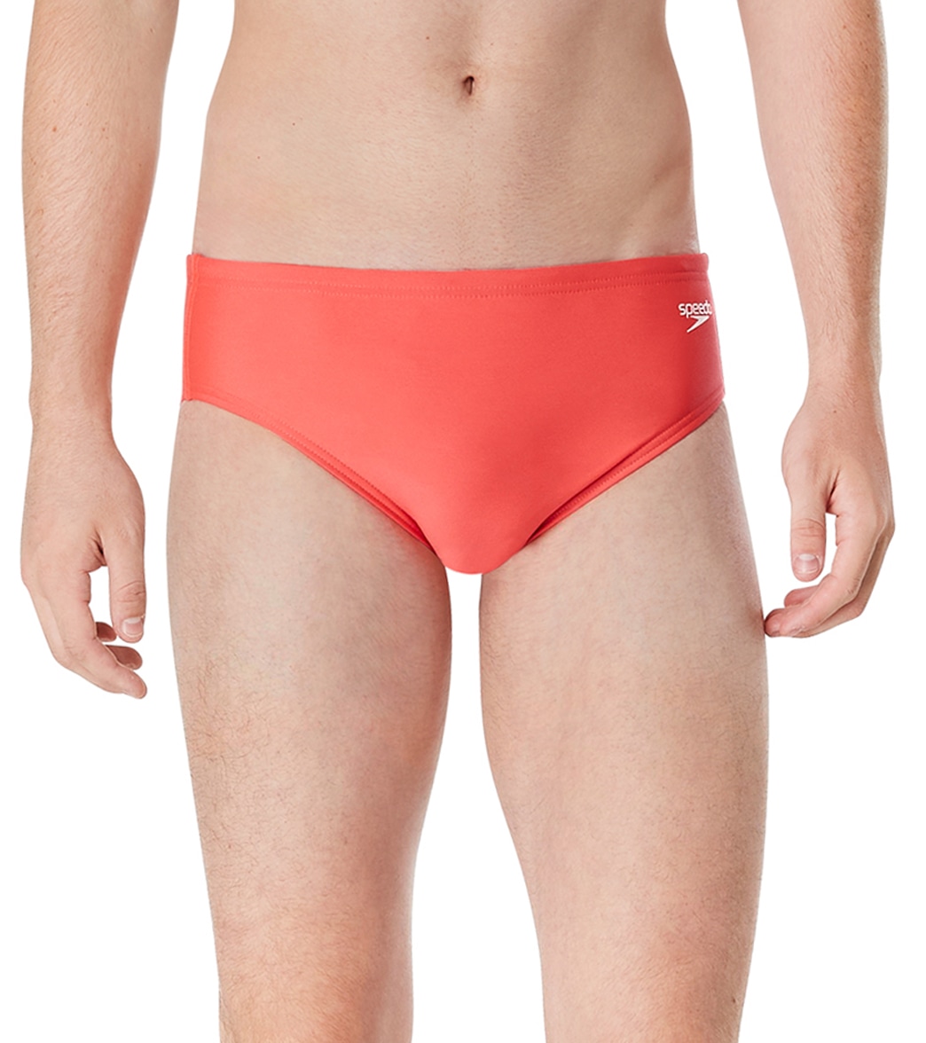 Speedo Vibe Men's Solid One Brief Swimsuit - Fiery Coral 26 - Swimoutlet.com