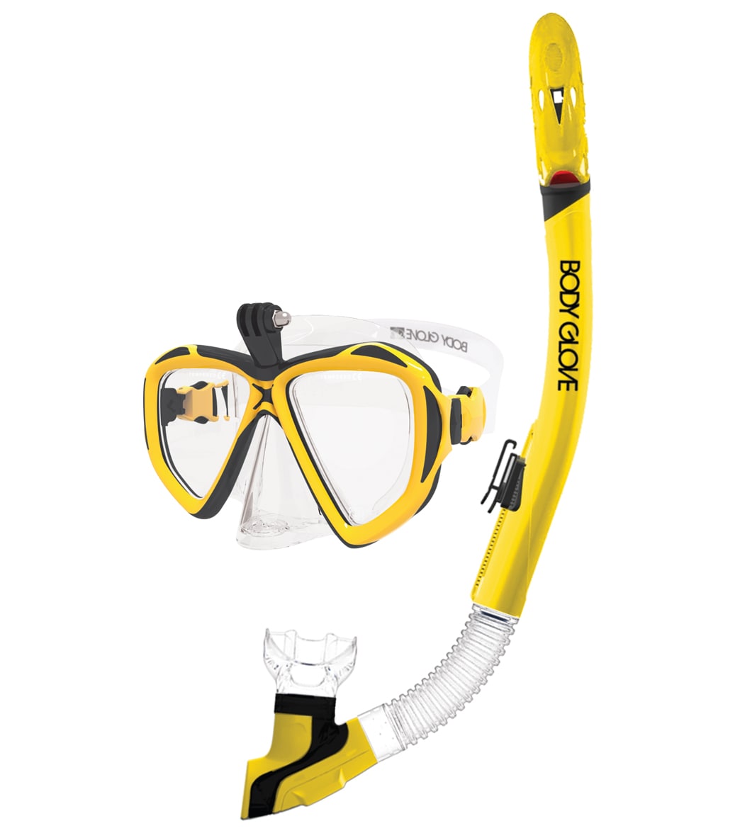 Body Glove Adult Passage Mask And Snorkel Combo Gopro - Yellow/Black Large - Swimoutlet.com