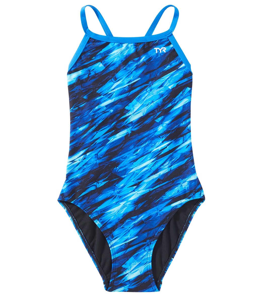 TYR Girls' Vitric Diamondfit One Piece Swimsuit - Blue 22 - Swimoutlet.com