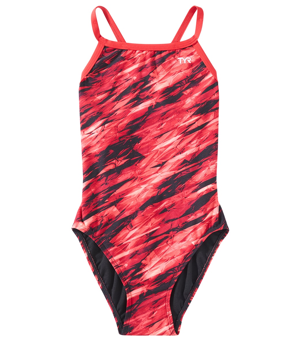 TYR Girls' Vitric Diamondfit One Piece Swimsuit - Red 22 - Swimoutlet.com