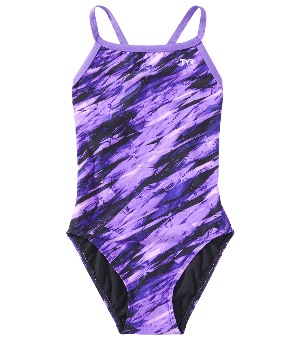 TYR Girls' Vitric Diamondfit One Piece Swimsuit - Purple 22 - Swimoutlet.com
