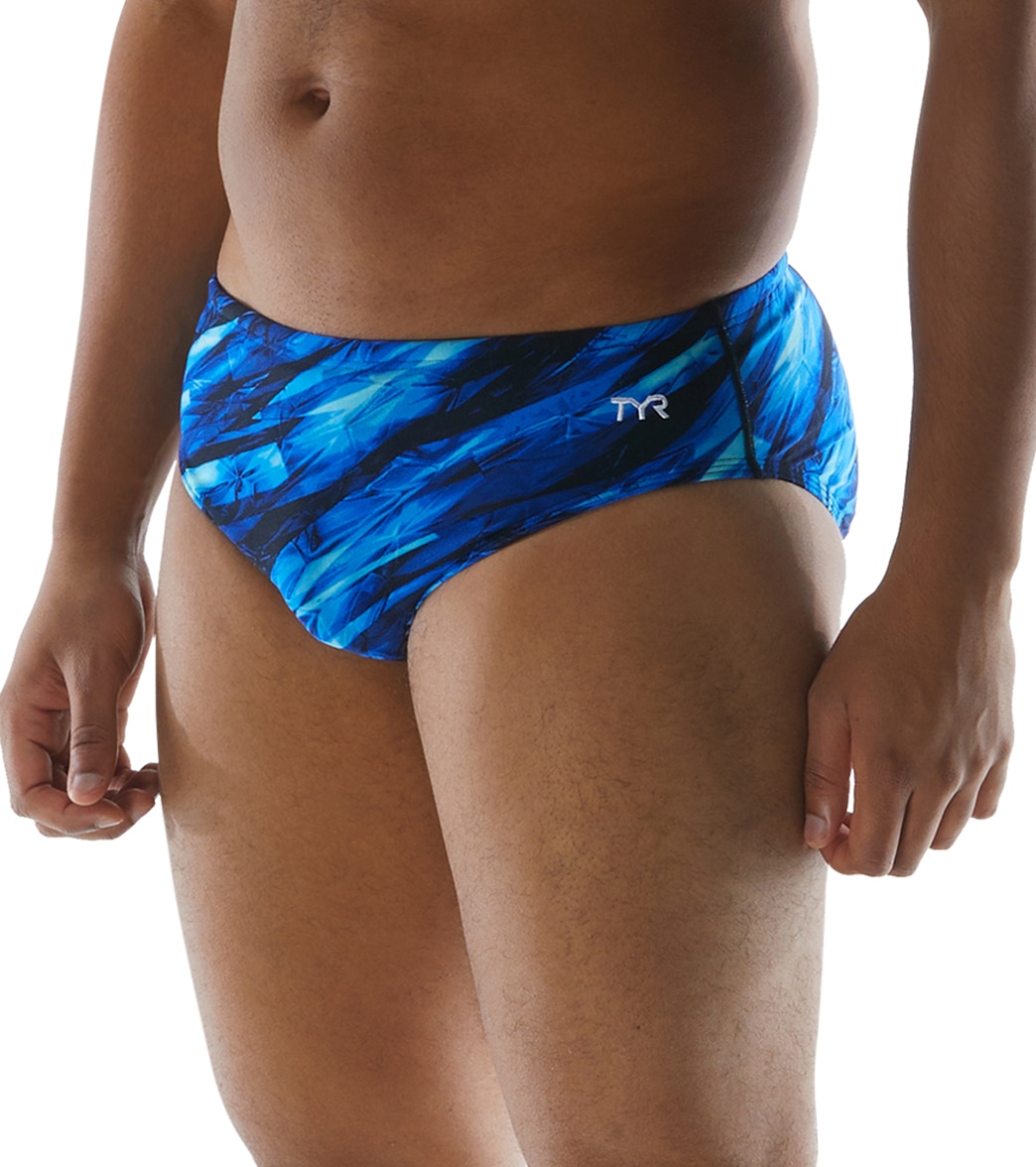 TYR Men's Vitric Racer Brief Swimsuit - Blue 26 - Swimoutlet.com