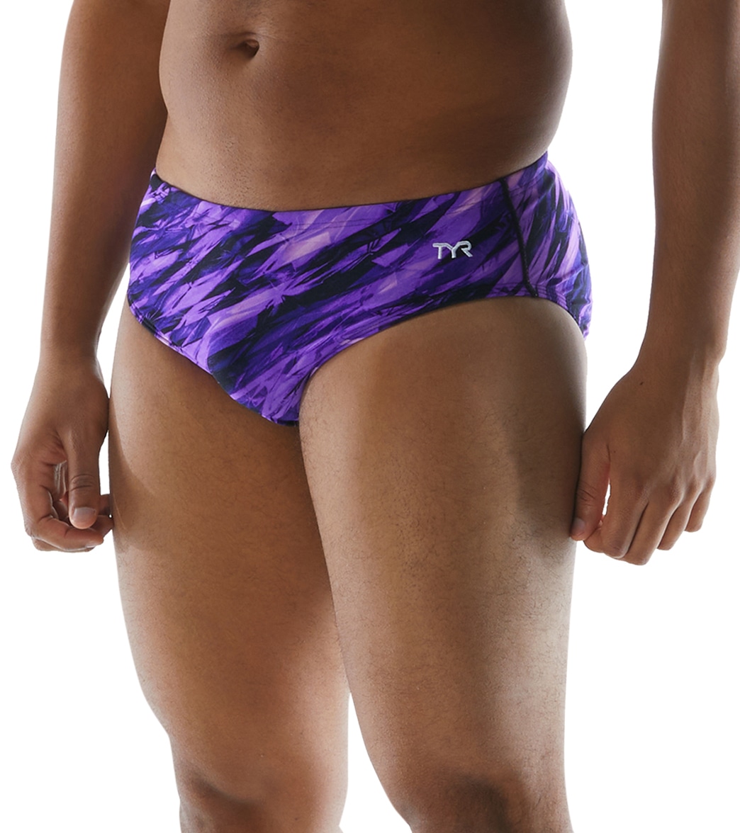 TYR Men's Vitric Racer Brief Swimsuit - Purple 26 - Swimoutlet.com