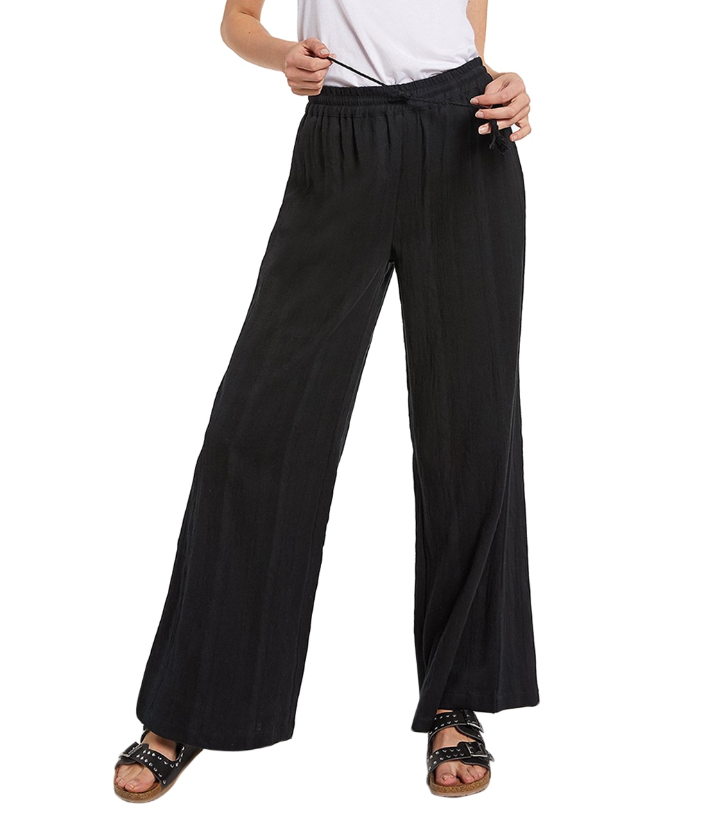 Volcom Women's Sun Spent Pants - Black X-Small Cotton - Swimoutlet.com
