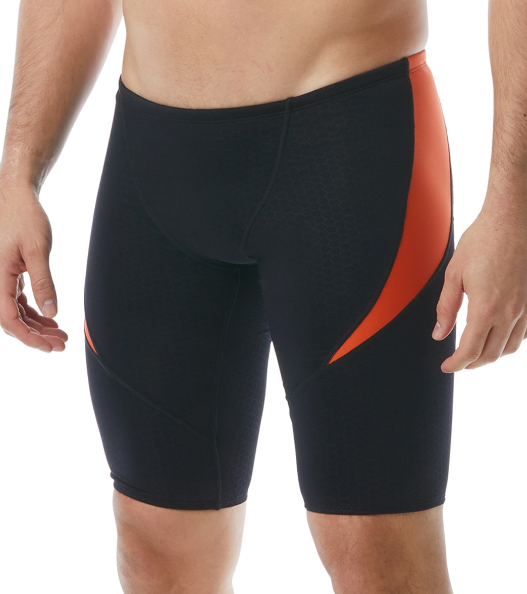TYR Men's Hexa Curve Splice Jammer Swimsuit - Black/Orange 26 - Swimoutlet.com