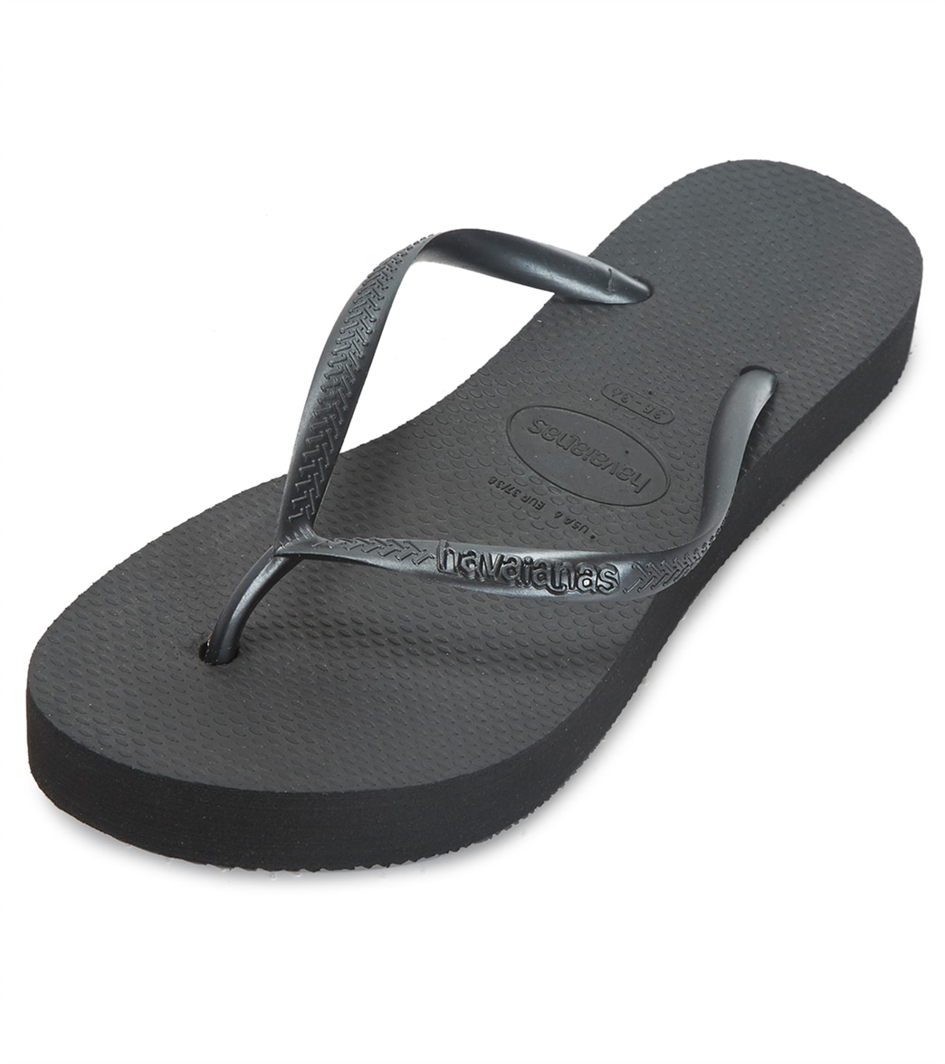 Havaianas Slim Flatform Sandals - Black 37/38 - Swimoutlet.com