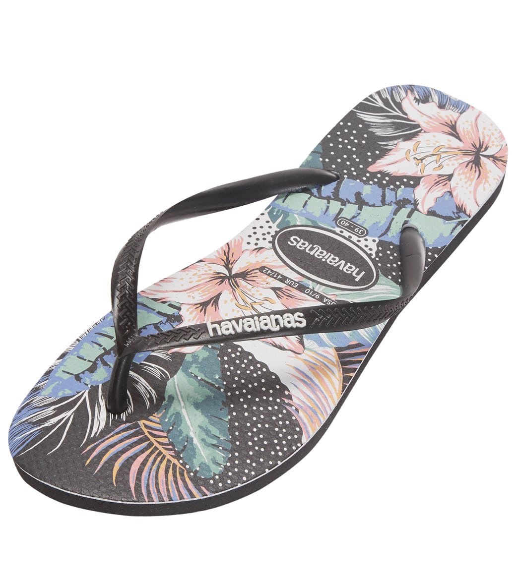 Havaianas Slim Animal Floral Sandals - Black 39/40 - Swimoutlet.com
