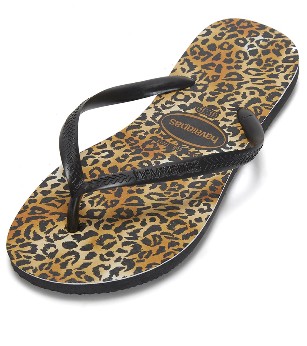 Havaianas Slim Leopard Sandals - Black/Black 35/36 - Swimoutlet.com