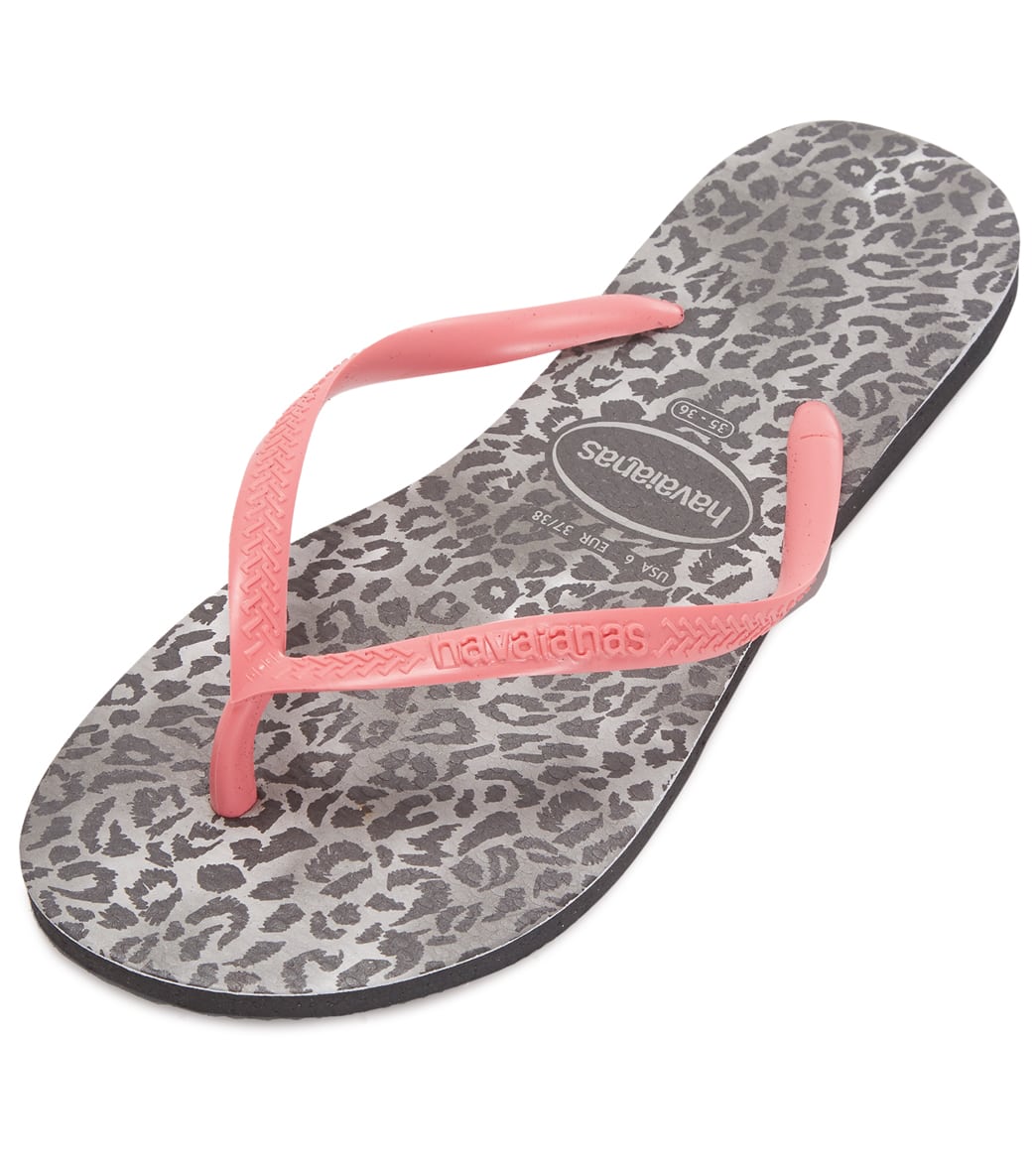 Havaianas Slim Leopard Sandals - Black 37/38 - Swimoutlet.com