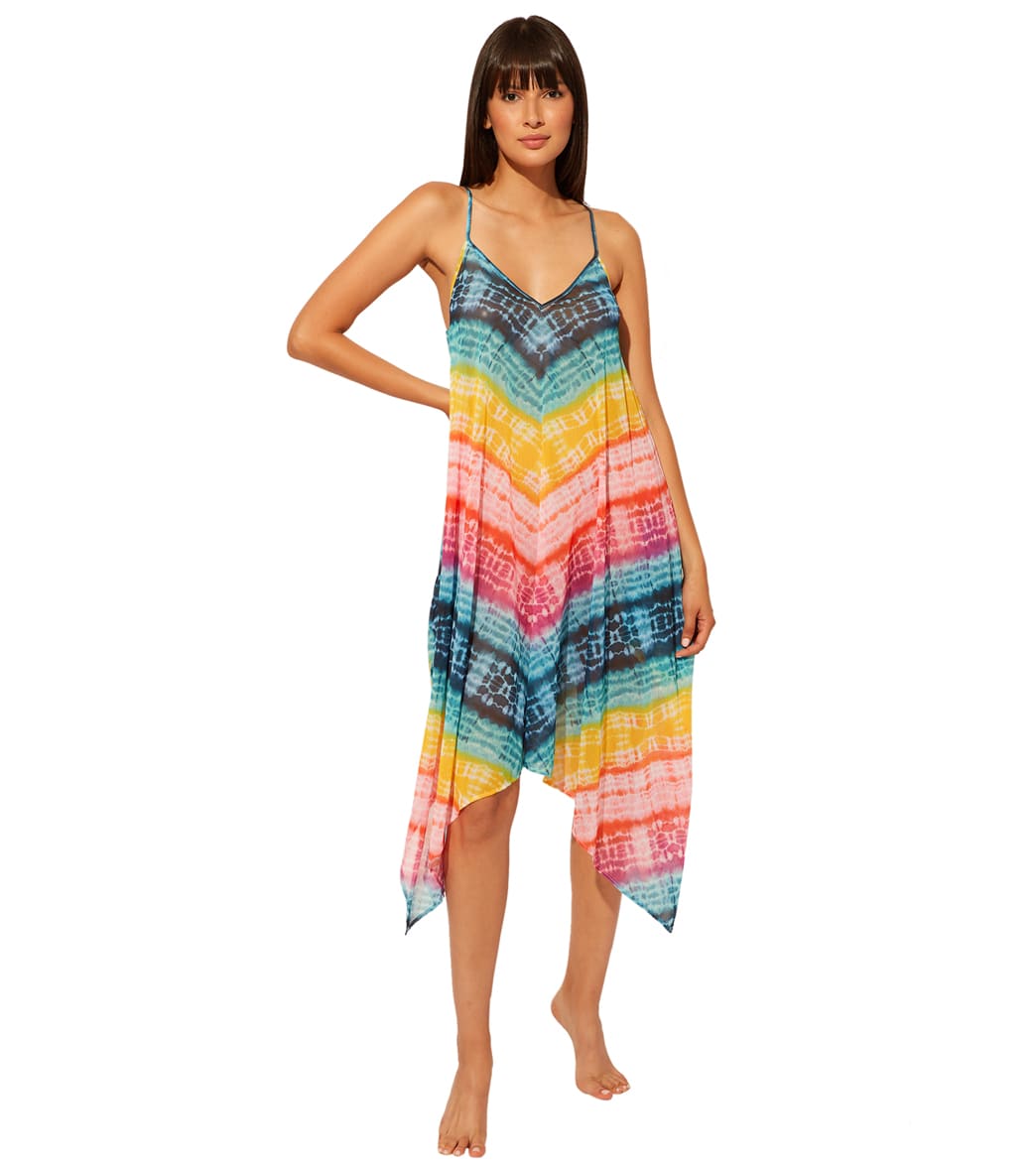 Bleu Rod Beattie Women's Good Vibrations Chiffon Handkerchief Hem Dress - Multi Medium - Swimoutlet.com