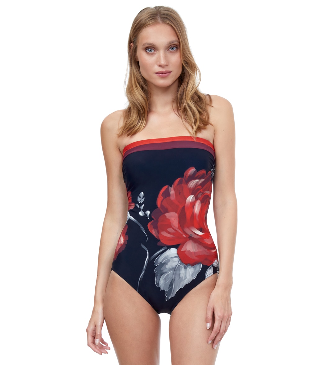 Gottex Women's Roses Are Bandeau One Piece Swimsuit