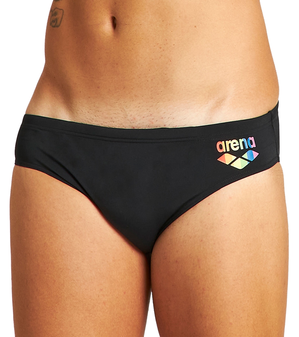 Arena Pride Men's Brief Swimsuit - Black 24 Polyester - Swimoutlet.com