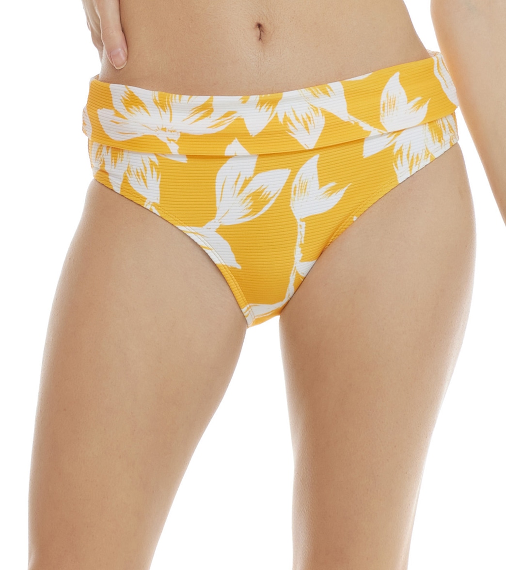 Skye Women's Anguilla Mid Waist Foldover Bikini Bottom - Sunflower Medium - Swimoutlet.com