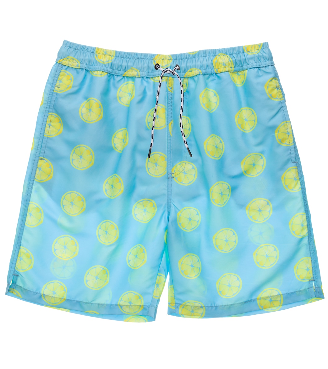 Snapper Rock Men's Lemon Slice Volley Swim Trunk - Blue Medium Polyester - Swimoutlet.com