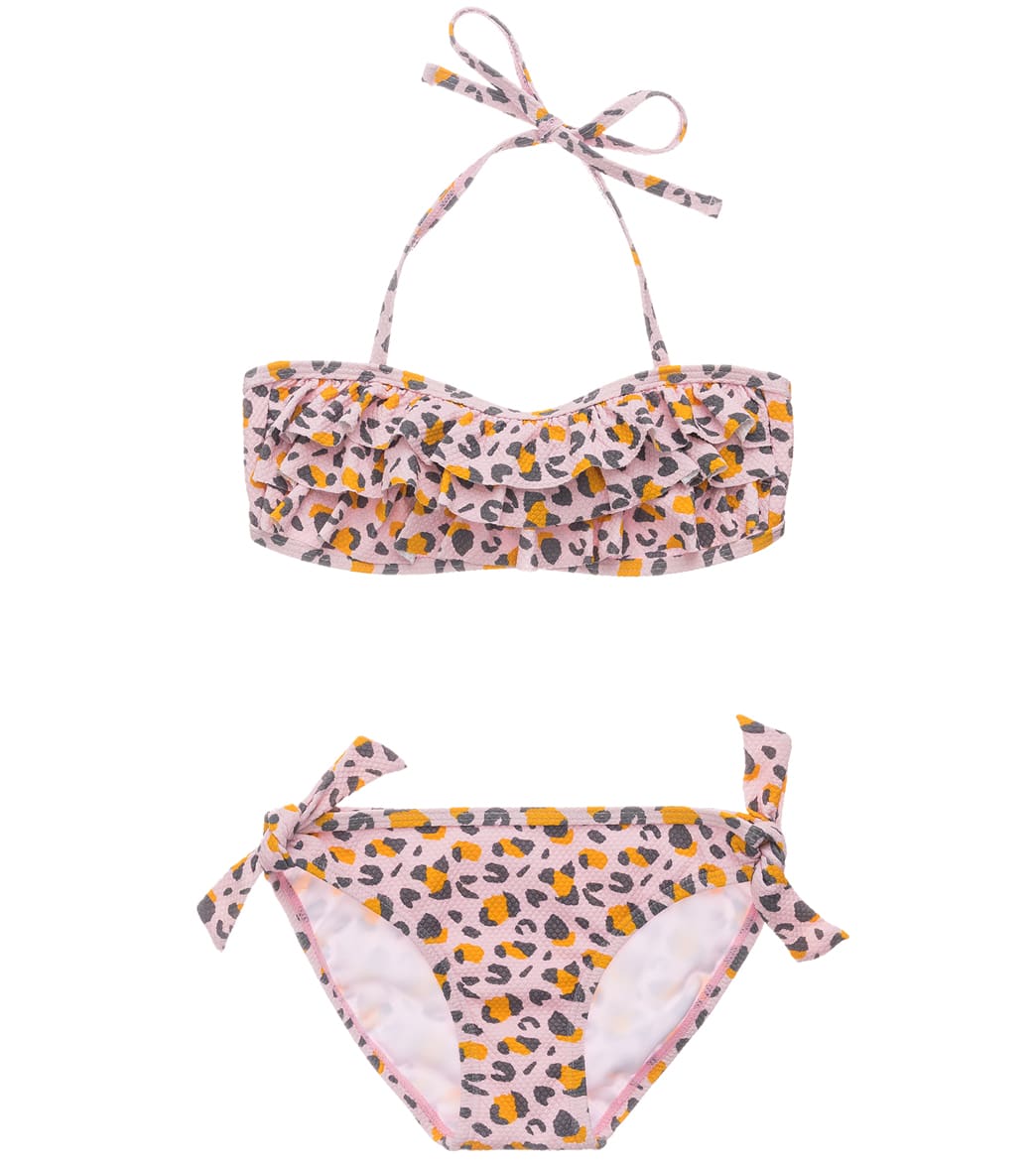 Snapper Rock Girls' Leopard Love Two Piece Bandeau Bikini Set Toddler/Little/Big Kid - Pink 12 Elastane/Polyamide - Swimoutlet.com