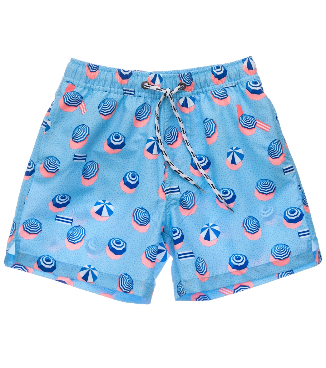 Snapper Rock Boys' French Riviera Volley Swim Trunk Toddler/Little/Big Kid - Blue 12 Polyester - Swimoutlet.com