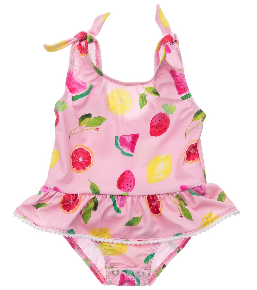 Snapper Rock Girls' Fruit Fiesta One Piece Skirt Swimsuit Baby - Pink 18-24 Months Elastane/Polyamide - Swimoutlet.com
