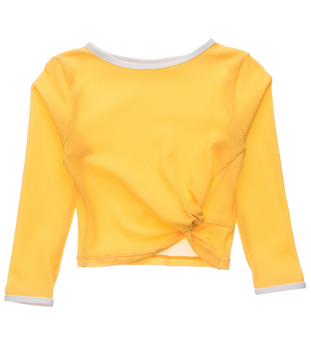 Snapper Rock Girls' Marigold Long Sleeve Wrap Rash Guard Crop Top Big Kid - Yellow 16 Elastane/Polyamide - Swimoutlet.com
