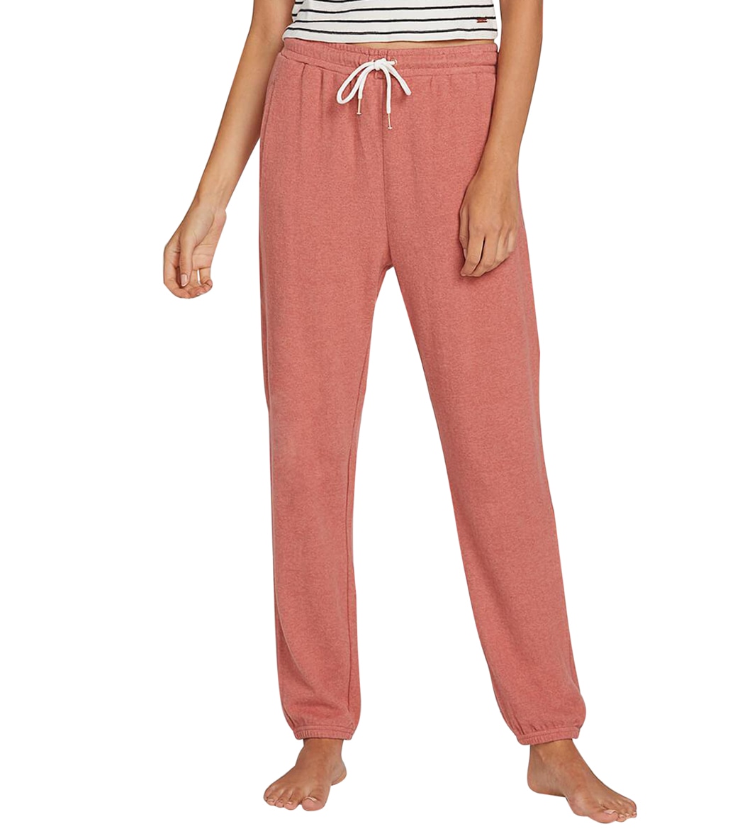 Volcom Women's Lil Fleece Pants - Faded Mauve Large Cotton - Swimoutlet.com