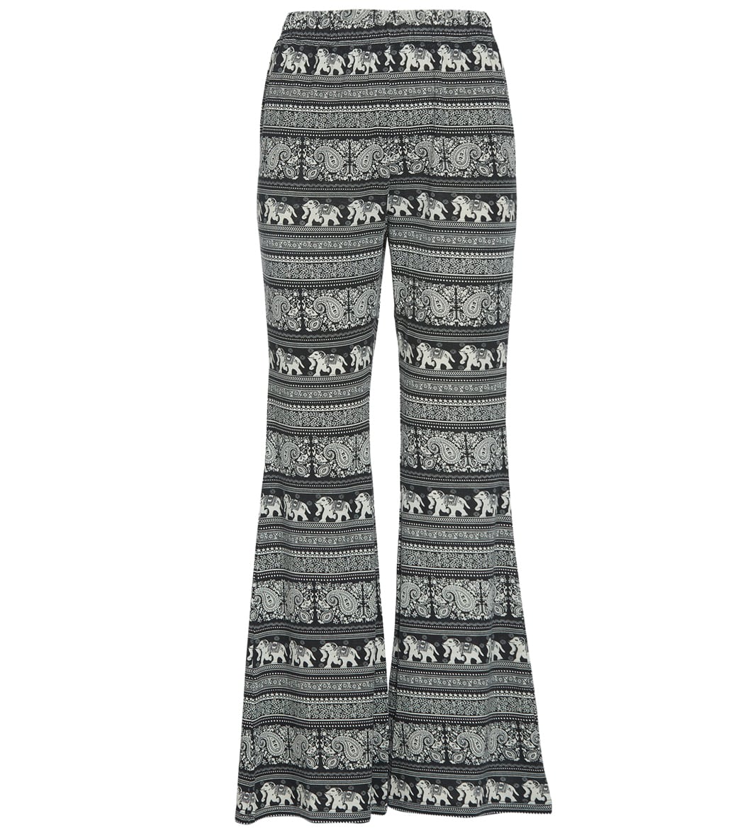 Yak & Yeti Elephant Print Yoga Pants - Black/White Medium Size Medium - Swimoutlet.com