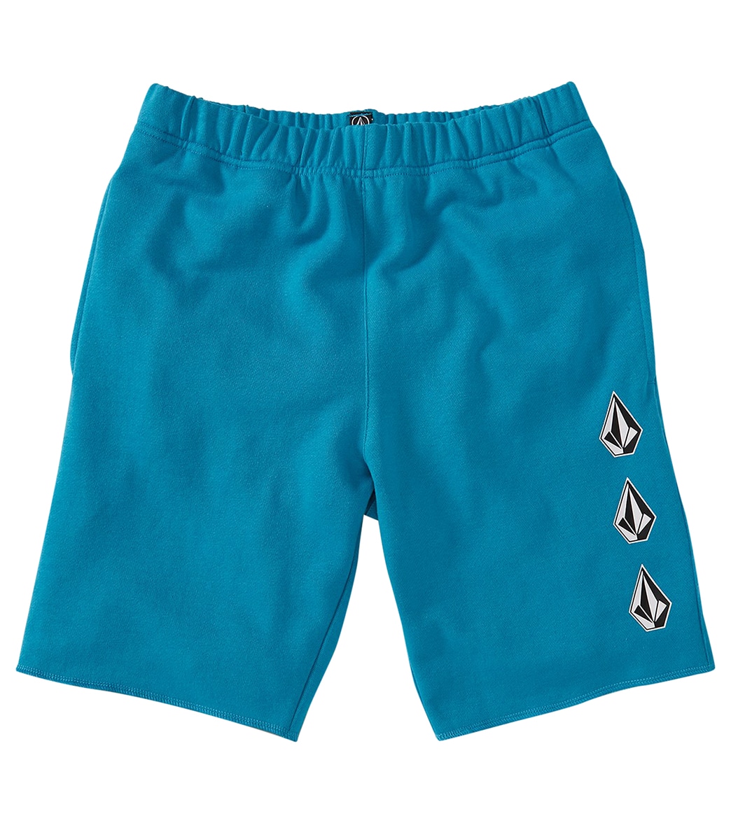 Volcom Boys' Iconic Stone Fleece Short - Barrier Reef Large Cotton/Polyester - Swimoutlet.com
