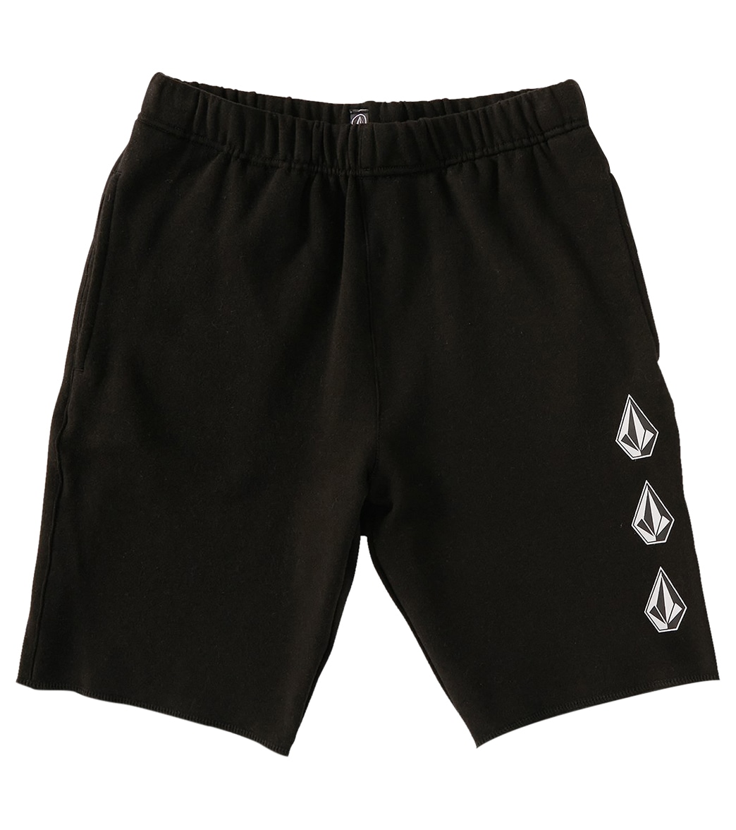 Volcom Boys' Iconic Stone Fleece Short - Black Large Cotton/Polyester - Swimoutlet.com