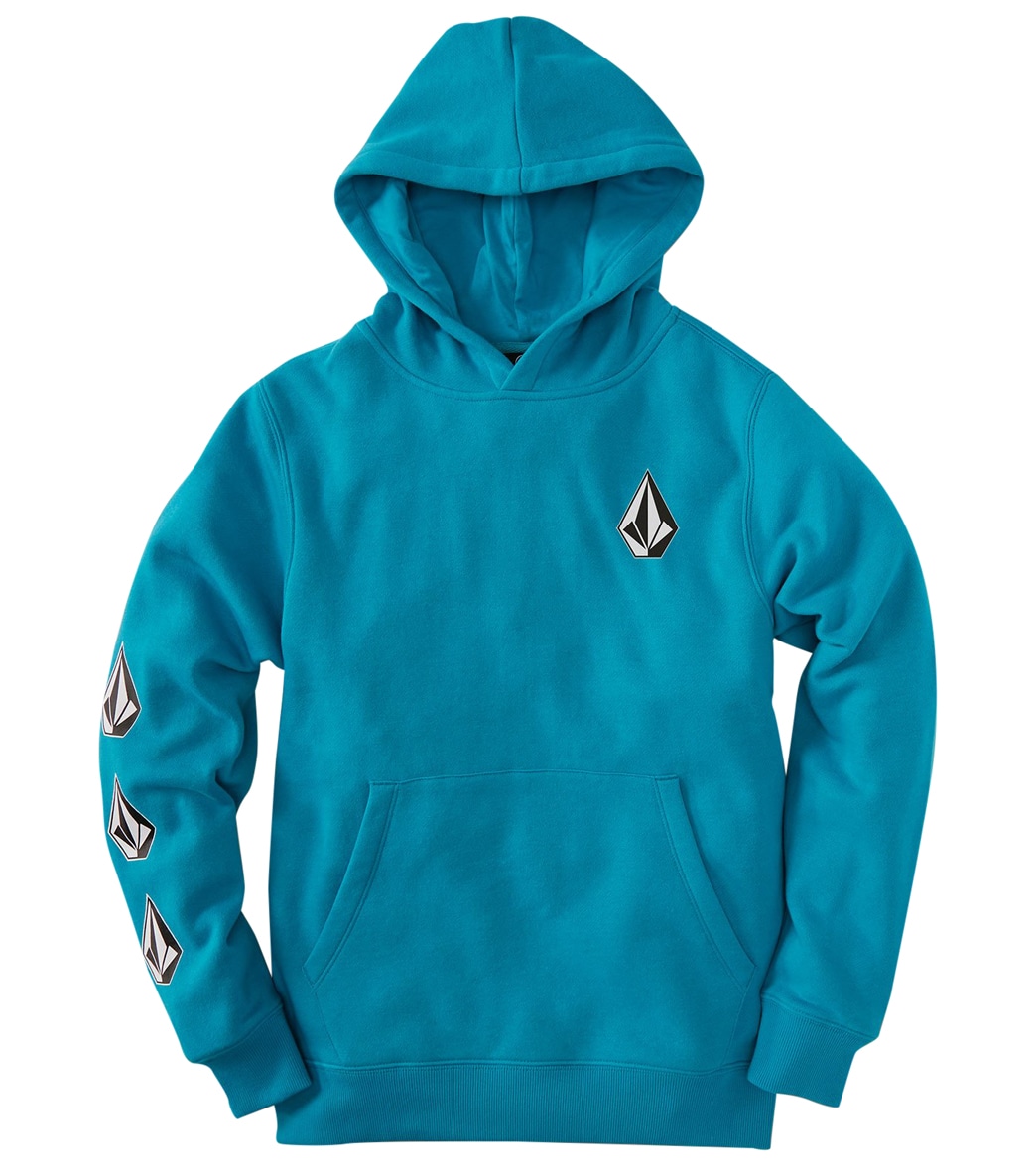 Volcom Boys' Iconic Stone Pullover Sweatshirt - Barrier Reef Large Cotton/Polyester - Swimoutlet.com